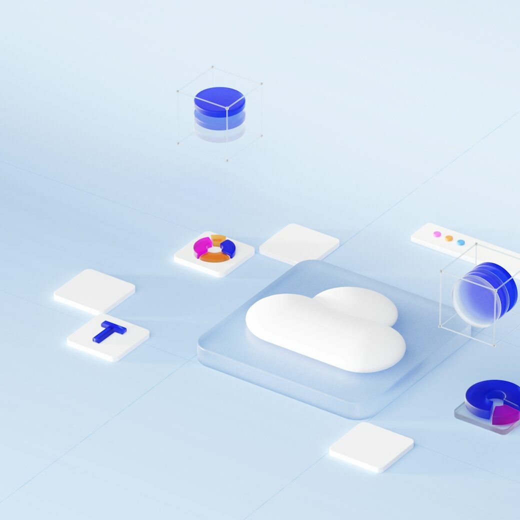 a computer screen with a cloud shaped object on top of it